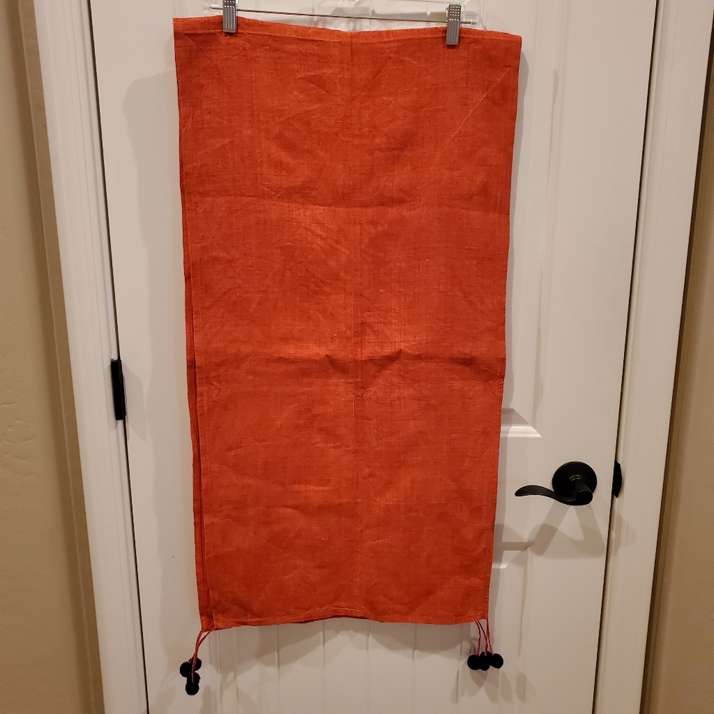 Hemp Orange Table Runner with Purple Tassels